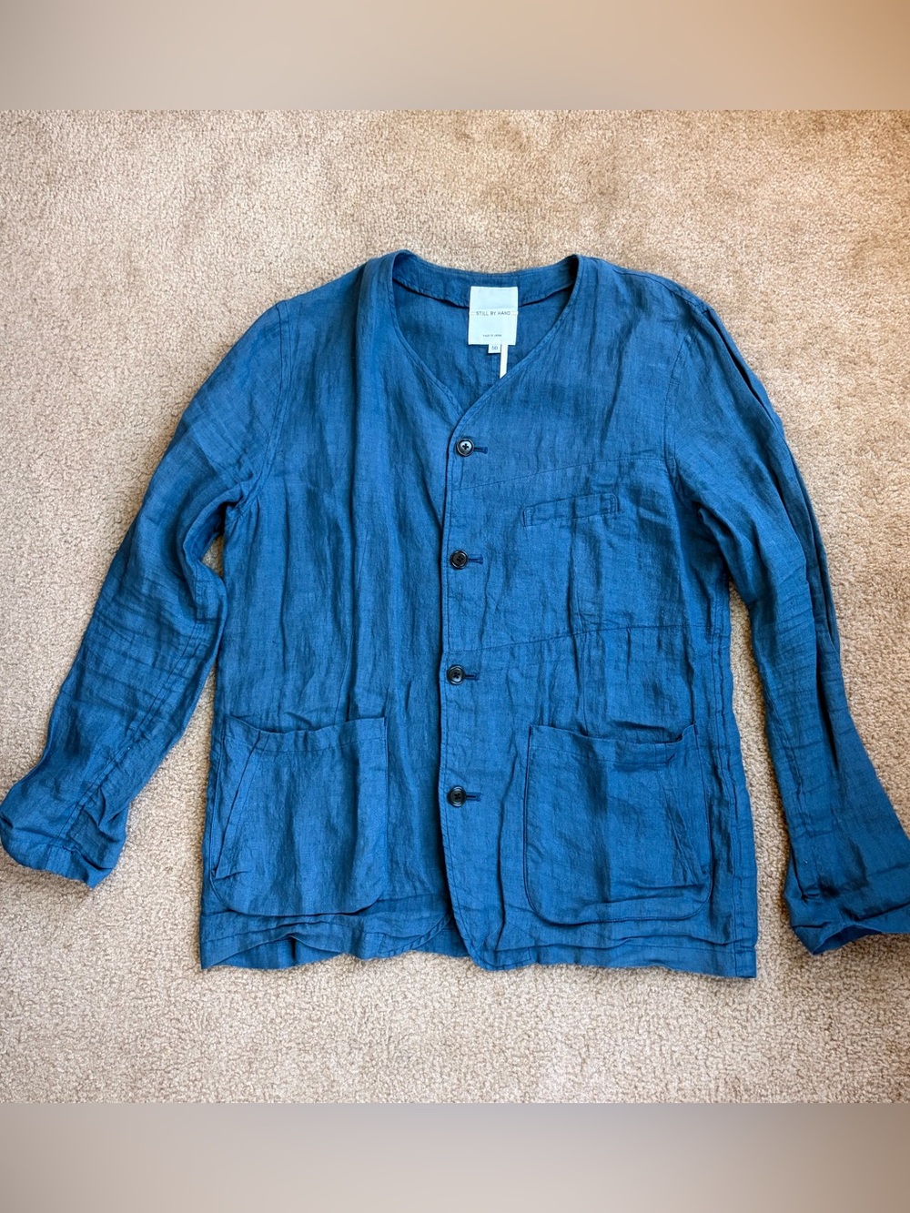 Still By Hand v neck linen jacket